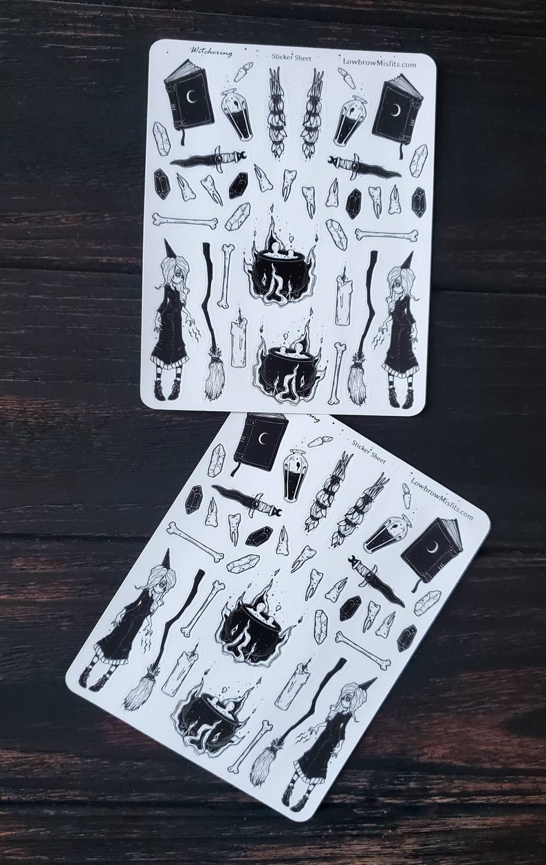 Halloween gothic witch sticker sheet for planners