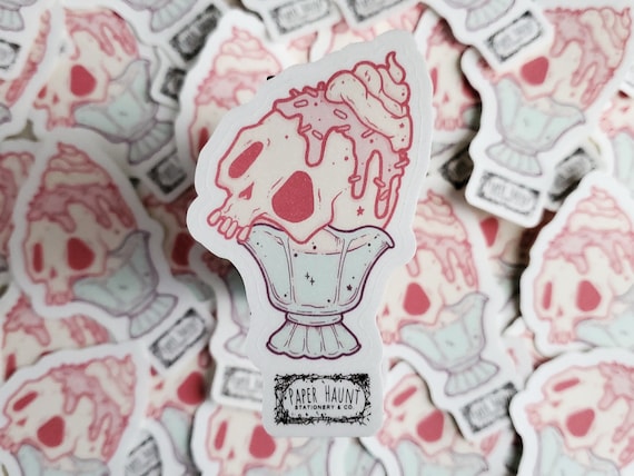 Ice Cream Skull Sticker - Spooky Cute - Pastel Goth
