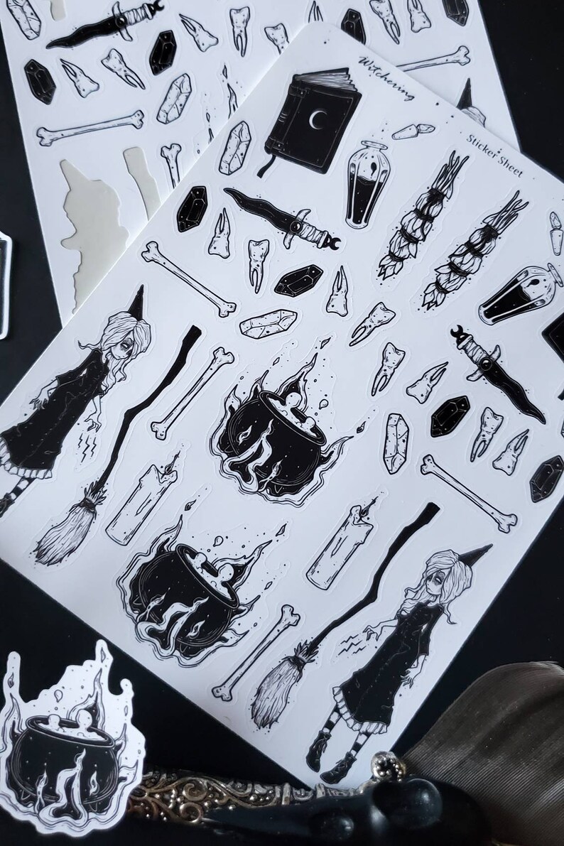 witchy goth planner stickers