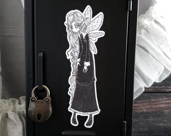 Gloomy Fairy Magnet | Gothic Dark Fantasy Decor | Creepy Cute Fairy Art