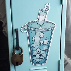 Ghost Boba Magnet - Spooky Cute Goth Ghost Foods - Haunted Pantry Ghost Magnet- Fridge Magnet