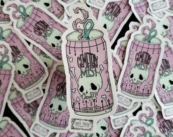 Bones SODA Can Sticker, Spooky Cute Goth - Cemetery Mist