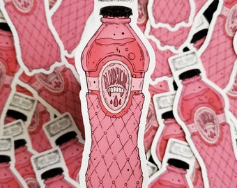 Blood Sugar Soda Bottle STICKER- Vampire Food- Spooky Cute - Pastel Goth