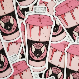 Vampire Coffee STICKER- Vampire Food- Spooky cute - Goth