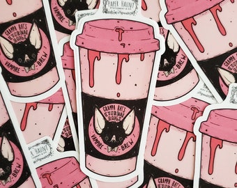 Vampire Coffee STICKER- Vampire Food- Spooky cute - Goth