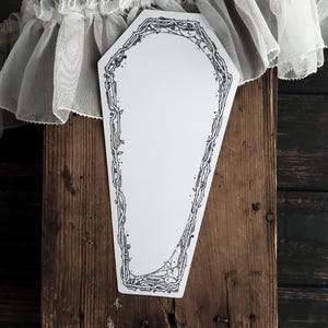 Coffin Dry Erase Magnet – 4 x 8 Inch Thorn & Web Border – Gothic Fridge Magnet for Notes and Organization - Dark Forest