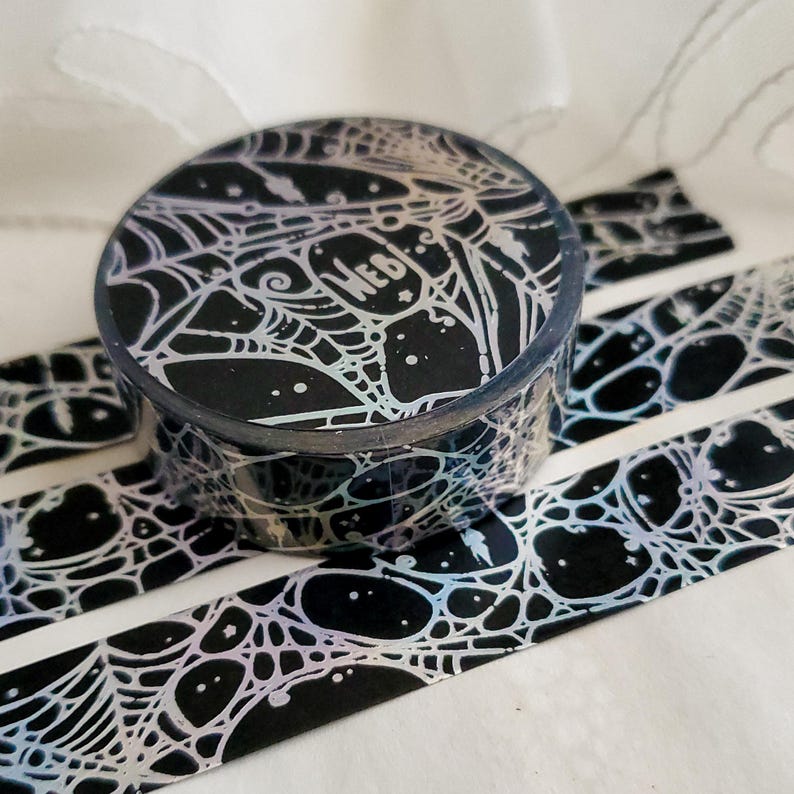Silver holo Spider web WASHI Tape image 4