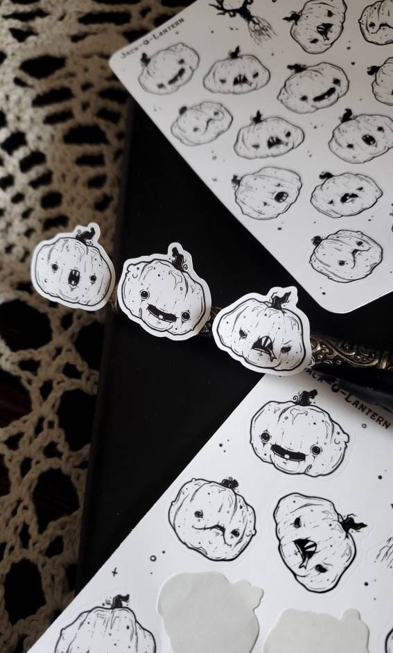 Jackolantern Emoji STICKER Sheet - Spooky cute Halloween