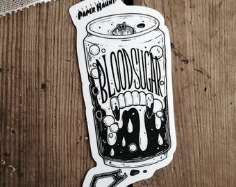 Blood Sugar STICKER | Vampire Soda Can | Spooky cute | Goth | Vinyl Sticker