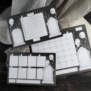Graveyard Haunts Planner Notepads - Tear-away Calendar - Tombstones and Ghosts - Gothic stationery