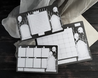 Graveyard Haunts Planner Notepads - Tear-away Calendar - Tombstones and Ghosts - Gothic stationery