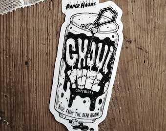 Zombie Soda Can VINYL STICKER | Ghoul Fuel | Spooky Cute Art