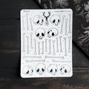 Skulls and bones planner STICKER sheet - creepy cute