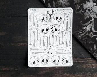 Skulls and bones planner STICKER sheet - creepy cute