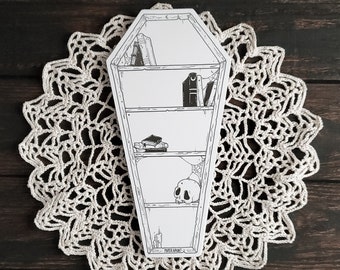 Coffin Bookshelf Notepad- Spooky Cute Goth stationery