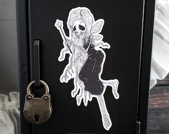 Sparkle Bones Skeleton Fairy Magnet | Whimsical Creepy Cute Fairy Art
