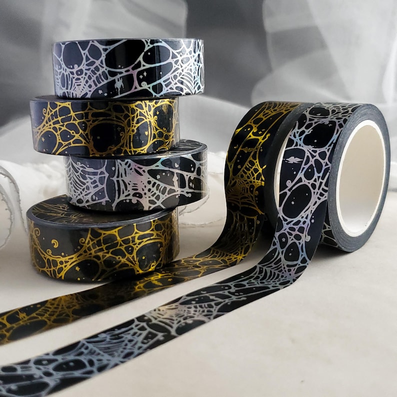 Silver holo Spider web WASHI Tape image 8