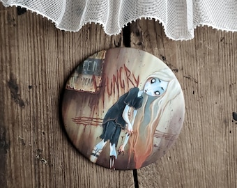The Hunger Zombie Girl Magnet – Spooky Cute Undead Decor – Creepy Cute Horror Art – Gothic Fridge Magnet for Halloween Lovers