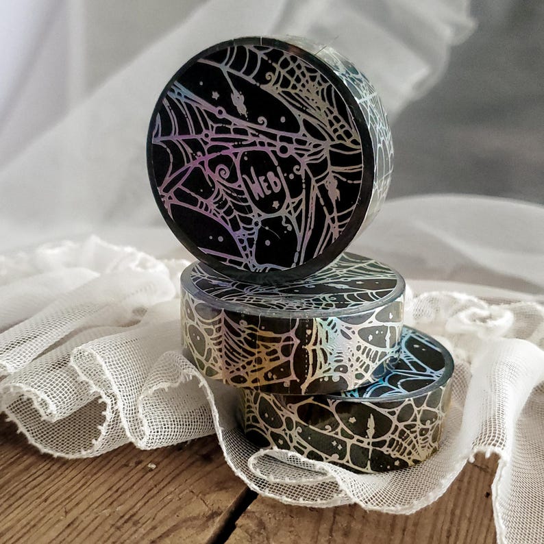 Silver holo Spider web WASHI Tape image 3