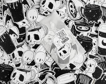Spooky Brew Coffee Ghost gothic STICKER pack