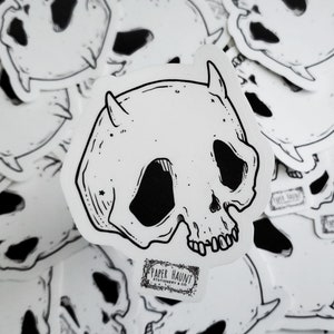 Sticker duivelsschedel - spookachtig schattig - gothic