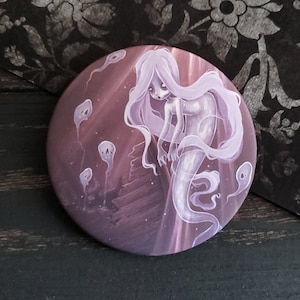 The Ghost Ship large Pin Button -Ghost mermaid