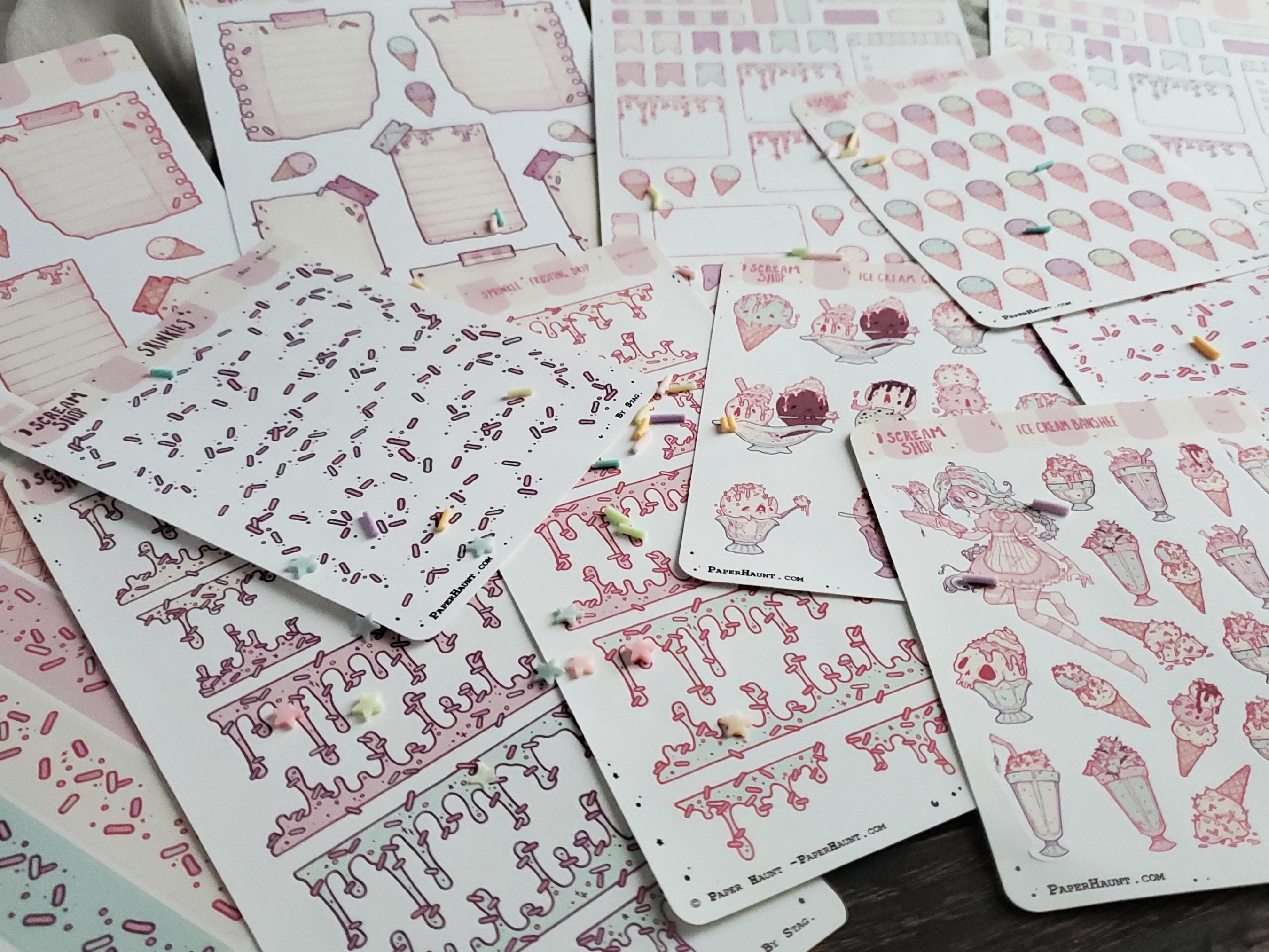 Ice cream ghost Planner STICKER Sheet Collection - Bundle - Creepy cute - pastel goth