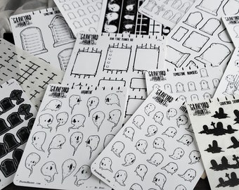 Graveyard Haunts Planner STICKER Sheet Collection - Bundle -Spooky Cute Ghost- Goth