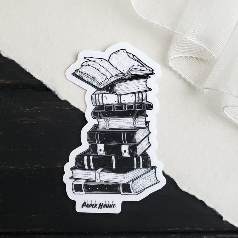 Book Stack Vinyl STICKER | Spooky Cute - Gothic | Haunted Library ...