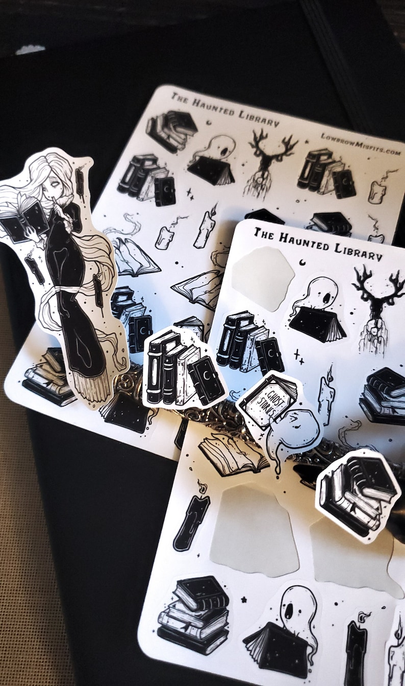 goth library ghost book stickers.