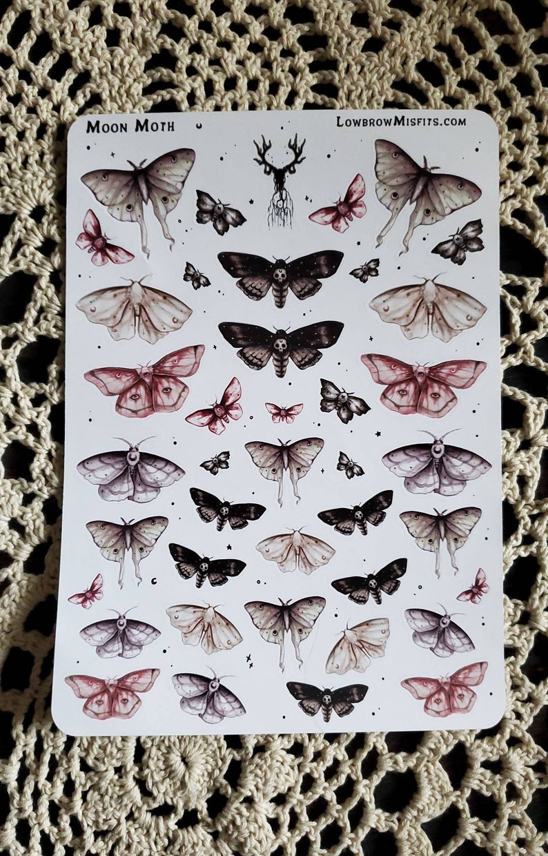 magic moon moth planner sticker sheet.