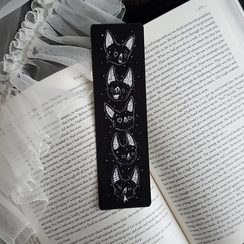 Black Vampire Bat Bookmark, Spooky cute, Goth image 7