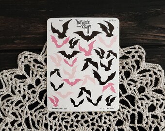 Pink and black Bat STICKER sheet - Vampire's Crypt- Spooky Cute Goth- Planner Accents