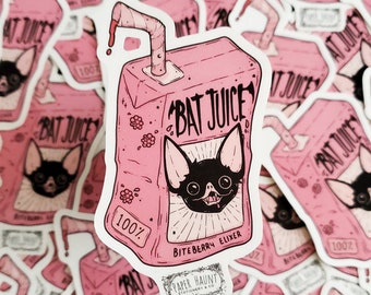 Bat Juice STICKER- Vampire Juice Box- Spooky Cute - Pastel Goth