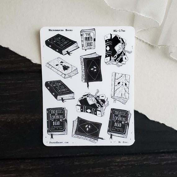 Necromancer books STICKER Sheet | Planner Stickers | Spooky Cute - Gothic Stationery | Haunted Library | Bookish Stickers