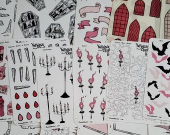 Vampire's Crypt Planner STICKER Sheet Collection - Bundle -Spooky Cute - Goth - 23 Sticker sheets