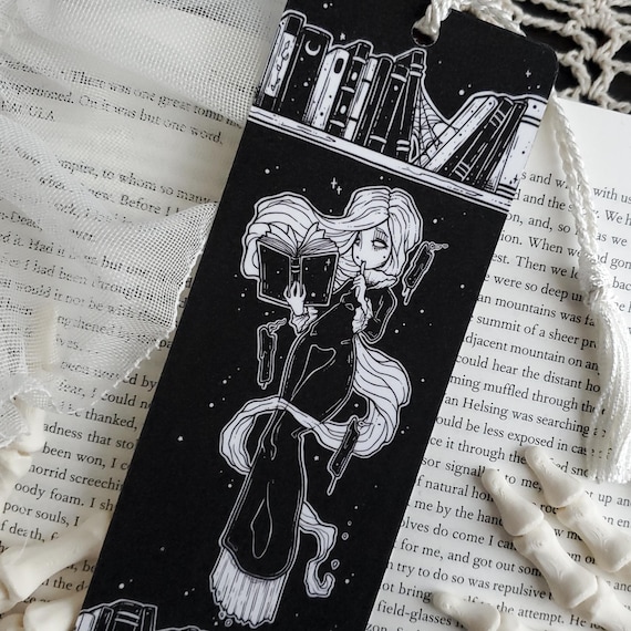 Haunted Library Bookmark, Spooky cute, Ghost girl, Goth