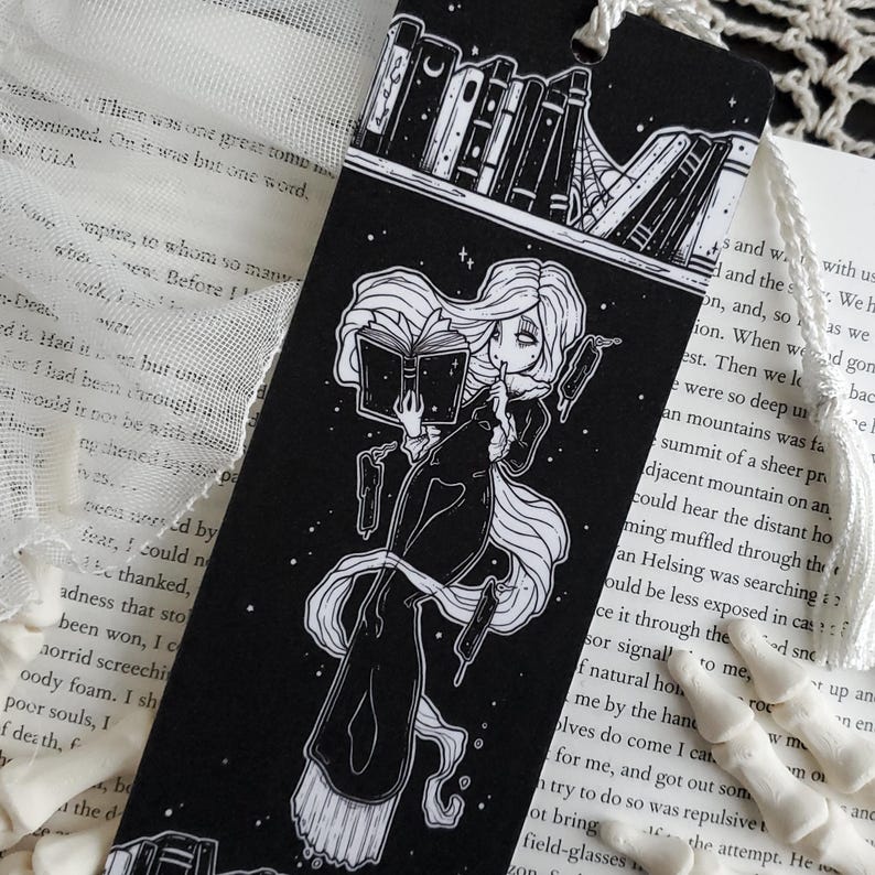 Marque-page de bibliothèque hantée, Fantasmagorie, Fille fantôme et Gothique image 1