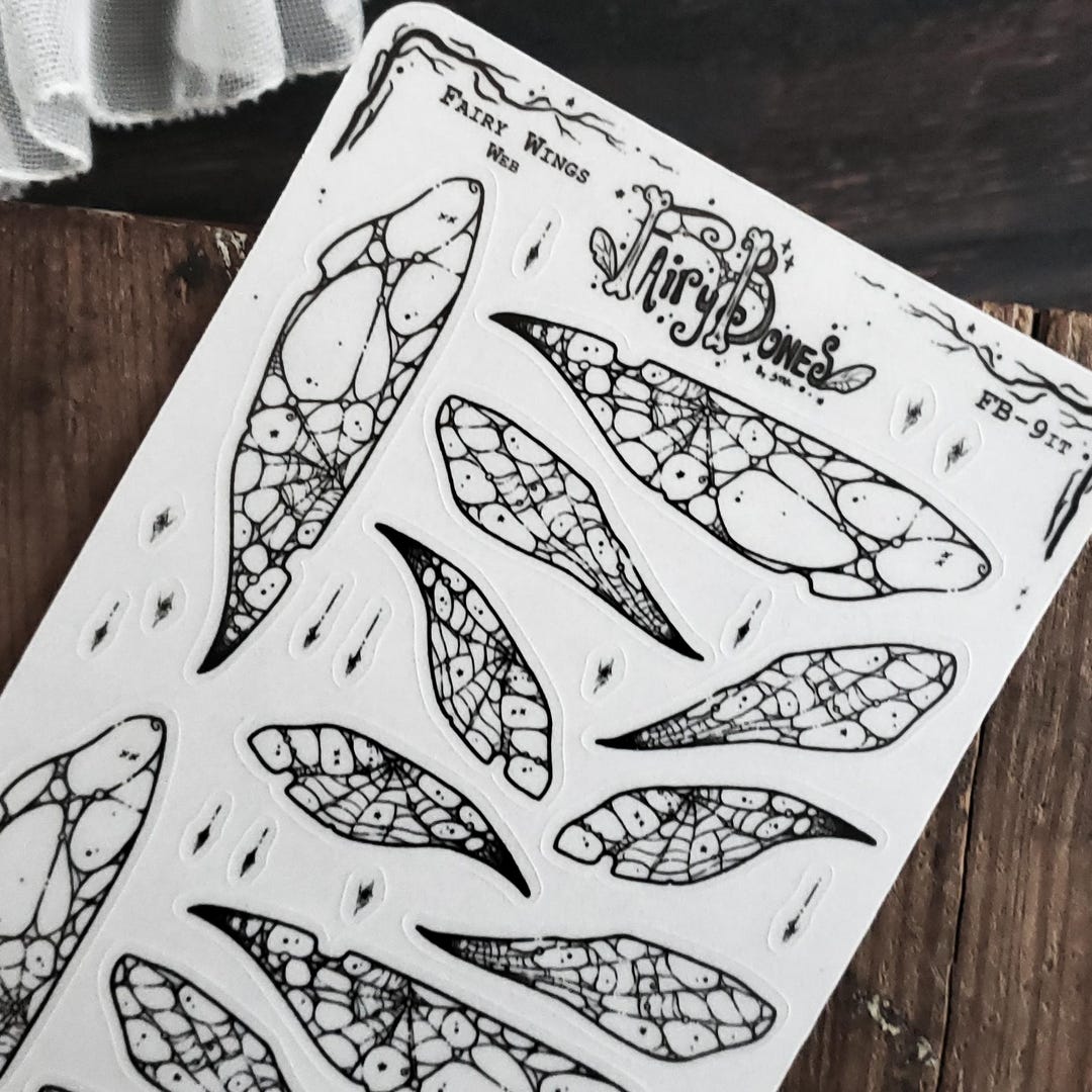 Spider Web Fairy Wing Planner Sticker Sheet | Clear Creepy Cute Gothic ...