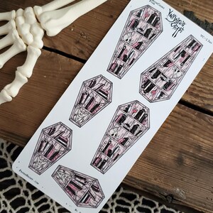 Pink Coffin Bookshelf STICKER Sheet- Vampire's Crypt- Spooky Cute ...