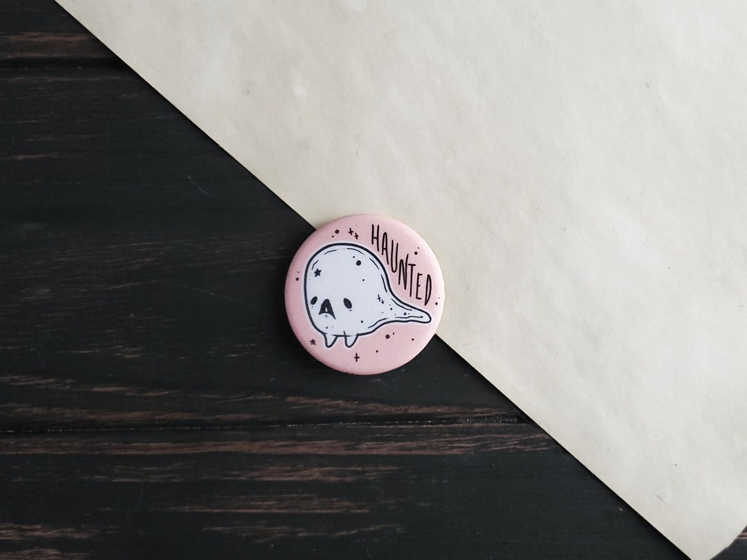 Pink Ghost Haunted Pin Button Badge - Pastel Goth Spooky Cute - 1.5 ...