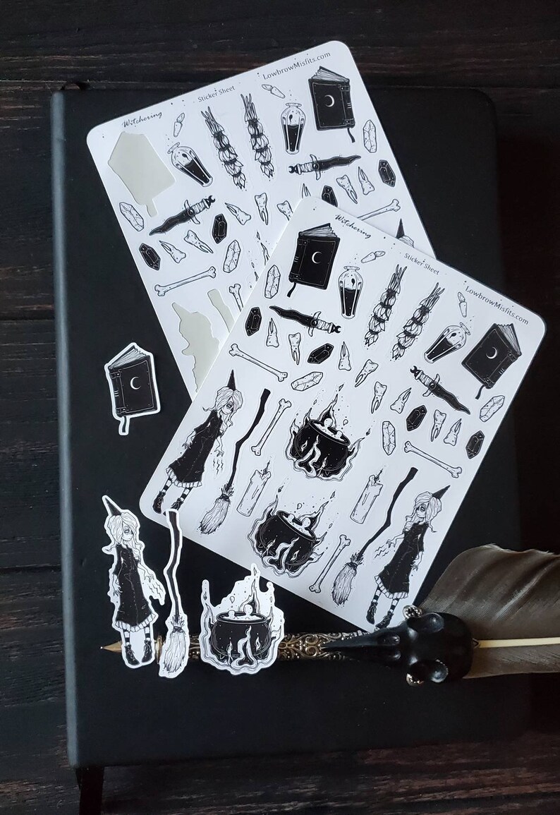 spooky cute goth witch stickers