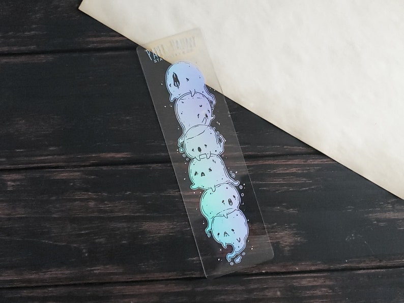 Holo Ghost Pile Washi card Bookmark, Spooky Cute image 5