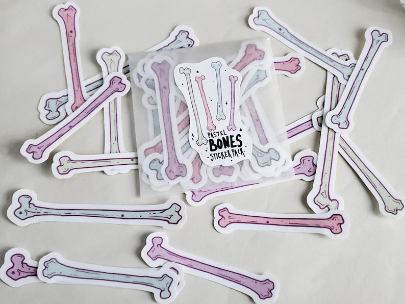 Pastel Bones STICKER Pack, Spooky Cute, Pastel Goth - Etsy