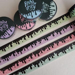 Taśma WASHI Pastel Drip - pastel goth, tęczowa