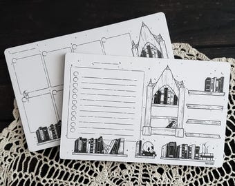 Book Shelf PLANNER Notepads | Daily and Weekly Planners | Spooky Cute - Goth stationery | Dark Fantasy | Book Stationery