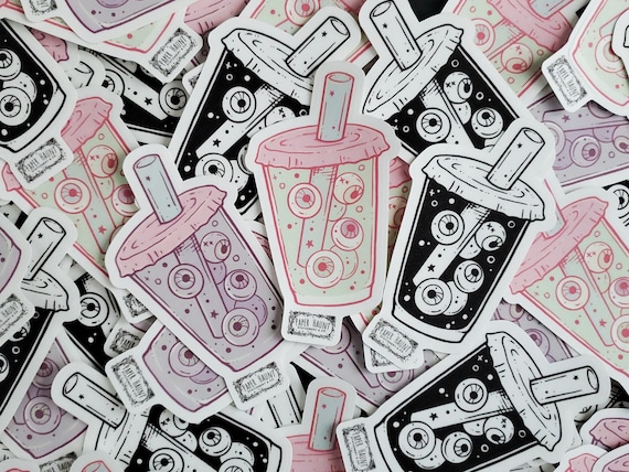BOBA TEA pastel goth Sticker, Creepy cute