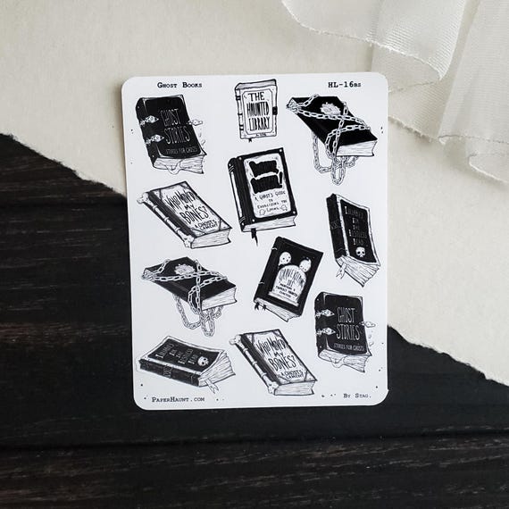 Ghost books STICKER Sheet | Planner Stickers | Spooky Cute - Gothic Stationery | Haunted Library | Bookish Stickers