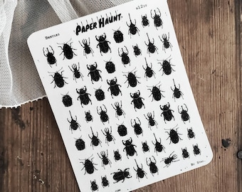 Beetle Clear Planner STICKER Sheet | Insect Stickers | Mini Bug Stickers