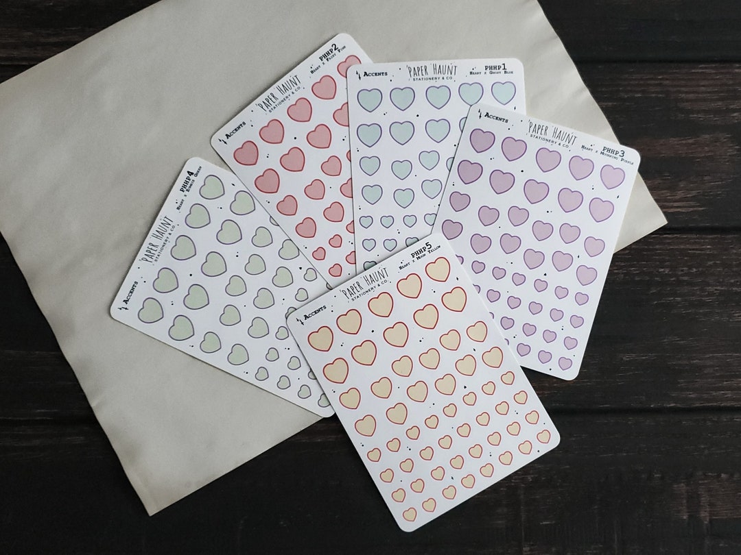 Pastel Heart Sticker Sheet -rainbow Accent Planner Stickers - Etsy